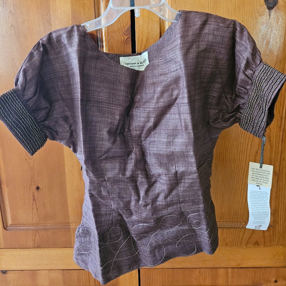 Coffee Brown Embroidered Top
